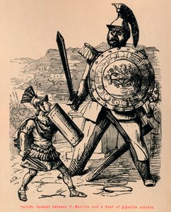 Úžasný boj mezi T Manliem a Galií gigantického vzrůstu, 1852 od John Leech