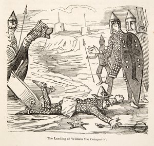 The Landing of William the Conqueror, from The Comic History of England, pub. 1864 (dřevořez) od John Leech