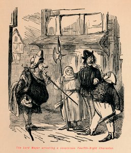 Primátor zatýká podezřelou postavu z 12. noci, c1860, c1860 od John Leech