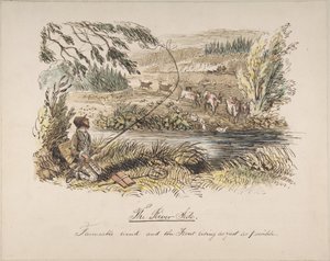 „Břeh řeky, příznivý vítr a pstruh beroucí co nejrychleji“ od John Leech