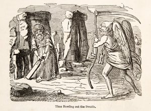 Time Bowling out the Druids, z The Comic History of England, pub. 1864 od John Leech