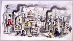 Pohled na Hyde Park, který satirizuje příchod parní lokomotivy, Londýn, c1850 od John Leech