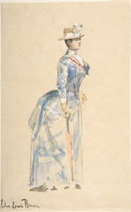 Žena oblečená v modrém, 19. století.