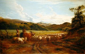 Krásný večer po dešti, scéna ve Walesu (olej na panelu) od John Linnell