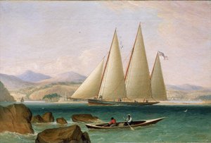 Škuner u Port Royal u vjezdu do Kingstonu (Jamajka). Olej na plátně
