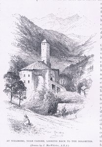Ve Welsbergu, poblíž Cadore, při pohledu zpět do Dolomit, z The Magazine of Art 1893, Cassell and Company od John MacWhirter