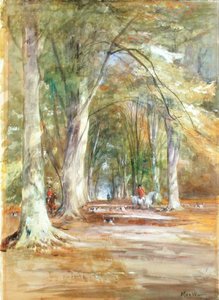 Lovec na mýtině (akvarel a tělová barva na papíře) od John MacWhirter