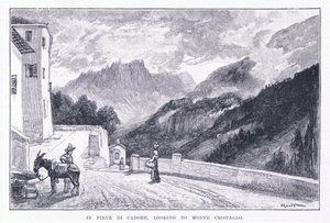 V Pieve Di Cadore, při pohledu na Monte Cristallo, z The Magazine of Art 1893, Cassell and Company od John MacWhirter