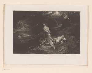Adam a Eva truchlí nad Ábelem a Bůh proklíná Kaina Smrt Ábela (titul na předmětu) Ilustrace do bible (název série) Ilustrace Bible (název série) od John Martin