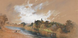 Banks of the Thames, naproti papežově vile od John Martin