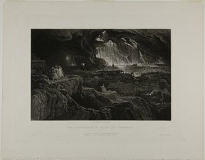 Zničení Sodomy a Gomory, z ilustrací Bible od John Martin