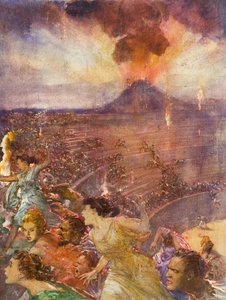Erupce Vesuvu (kvaš na papíře) od John Millar Watt