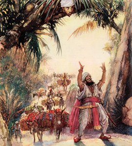 Jak Ali Baba potkal čtyřicet zlodějů (barevná litografie) od John Millar Watt