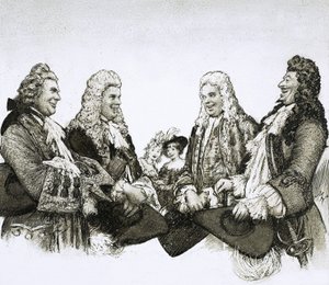 V době francouzského krále Ludvíka XIV. nosili pánové obrovské paruky. od John Millar Watt