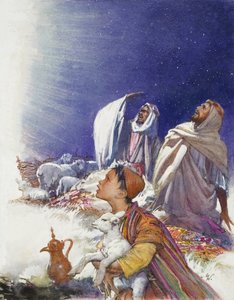 Vánoční příběh: Příběh vánoční: Příběh pastýřů (kvaš na papíře) od John Millar Watt