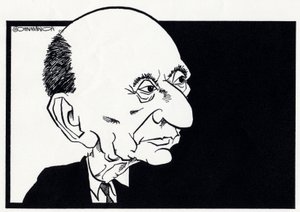 Arnold Schoenberg, karikatura od John Minnion