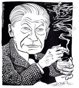Arthur Koestler, karikatura od John Minnion