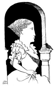 Francesca Caccini - karikatura florentské zpěvačky a skladatelky od John Minnion