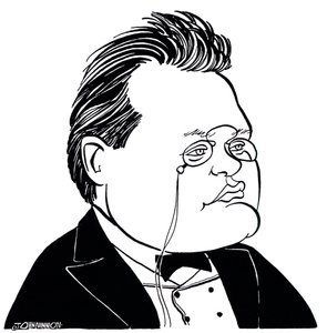 Max Reger - karikatura německého skladatele od John Minnion