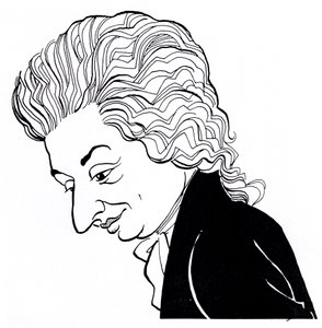 Wolfgang Amadeus Mozart - karikatura od John Minnion