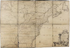 Mapa britského a francouzského panství v Severní Americe od Mitchella