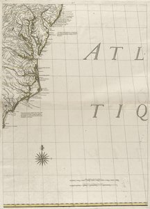 Mapa britského a francouzského panství v Americe, 1756 (rytina s obrysovou barvou na papíře)