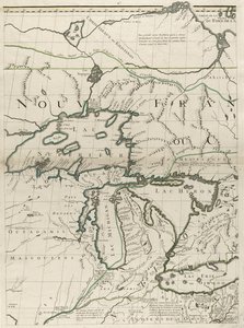 Mapa britského a francouzského panství v Americe, 1756 (rytina s obrysovou barvou na papíře)