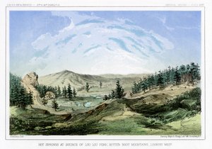 Hot Springs u jejich zdroje v Lou Lou Fork, Bitterroot Mountains, Montana, USA, 1856. od John Mix Stanley