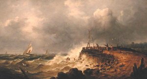 Bouřlivý den (olej na panelu) od John Moore