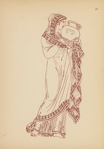 Starověký řecký ženský kostým (litografie)