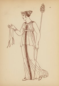Starověký řecký ženský kostým (litografie) od John Moyr Smith