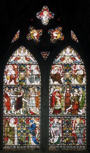 Paisley Abbey, Cottire & Co, připisován John Moyr Smith, Temperence, Faith atd., 1873 od John Moyr attr.to Smith