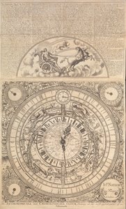 Astronomické a kronologické hodiny zobrazující všechny nejužitečnější části almanachu (rytina) od John Naylor