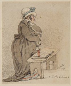 V Exeter Cathedral, 1809 (pero, inkoust, štětec a wc na papíře)