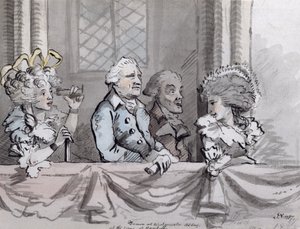 Karikatura publika na oslavě Händela ve Westminsterském opatství, 1787 (tuš a akvarel)