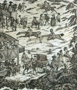 Dostihy v hostinci Turf Inn (Textilie na výrobu nábytku) od John Nost Sartorius