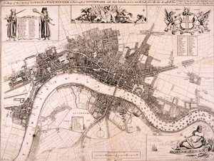 Mapa Londýna, c1680 od John Oliver