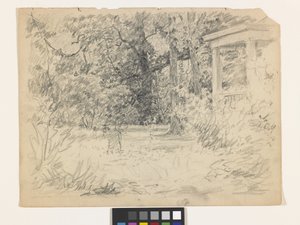 Studie pro Winifred At The Hermitage (tužka na špinavě bílém papíře)