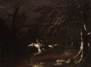 Ichabod Crane létající z bezhlavého jezdce