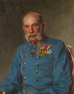 Císař František Josef I. ve služební uniformě rakouského polního maršála