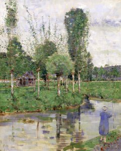 On the River, Sainte-Gertrude, Caudebec, Normandia (öljy kankaalle) od John Quinton Pringle