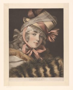 Portrét herečky, možná Louise-Rosalie Lefebvre Felicia (název na objektu) Šest portrétů hereček (název série) od John Raphael Smith