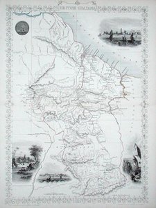 Britská Guyana, ze série World Maps vydané John Tallis & Co., New York & London