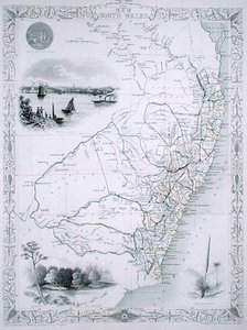 Nový Jižní Wales, ze série map světa vydaných John Tallis & Co., Londýn a New York