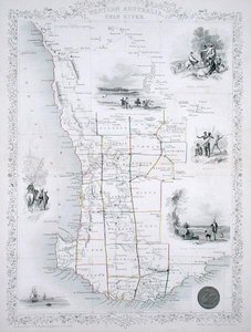 Západní Austrálie, ze série World Maps vydané John Tallis & Co., Londýn a New York