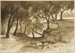 Pohled v kempu Burwalls, Leigh Woods od John Reverend Eden