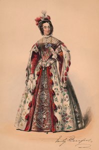 Emily vévodkyně z Beaufortu v kostýmu pro královnu Viktorii Bal Costumé, 12. května 1842, 1843.