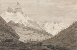 Mezi Chamonix a Martigny od John Robert Cozens