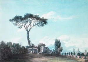 V zahradách paláce Colonna, Řím (akvarel na papíře) od John Robert Cozens