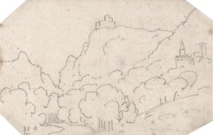 Mountain View s budovami od John Robert Cozens